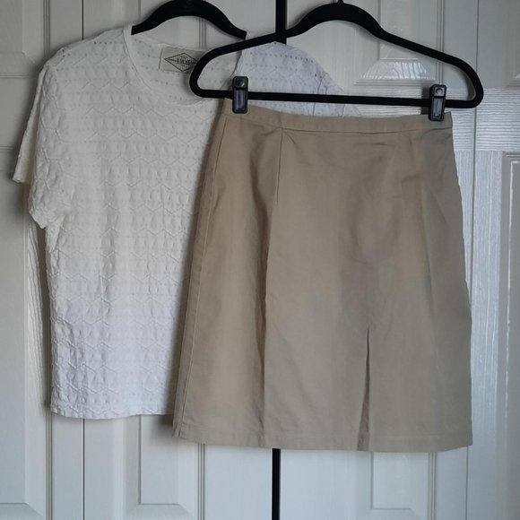 Talbots Petites Cotton Twill Light Khaki Tan Wrap Front Skirt Size 8P - Picture 4 of 5